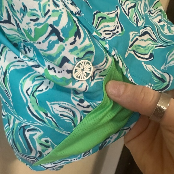 Lilly Pulitzer Luxletic Ocean Trail Shorts Turquoise Oasis Athletic Sz M 001485 - Picture 10 of 10